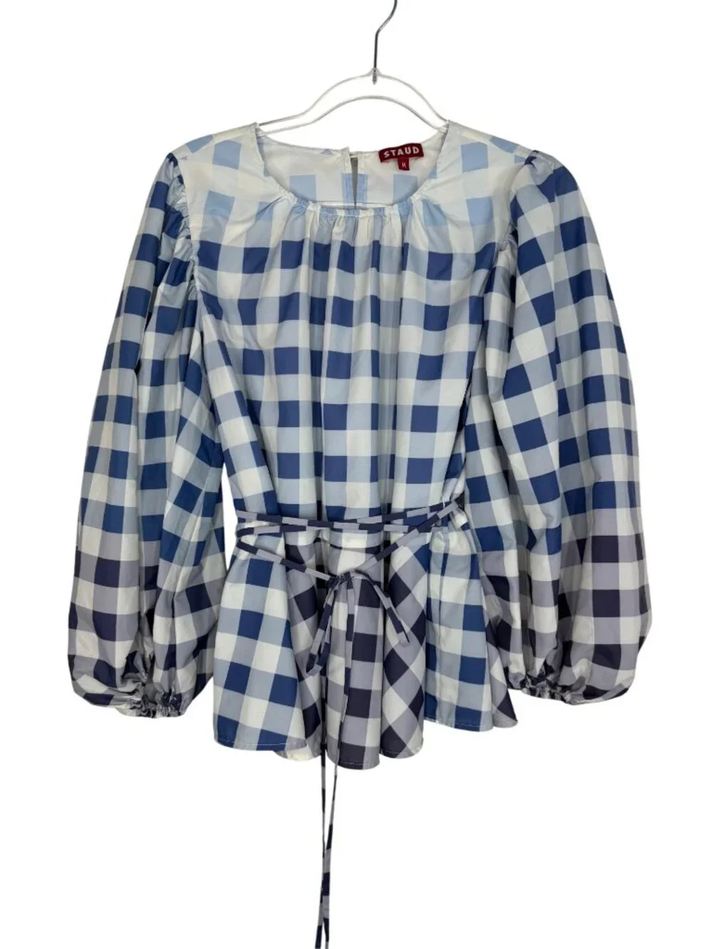 Staud Laurence Top in Blue Ombre Gingham Size Medium